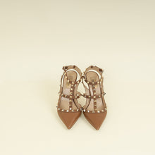 Valentino Brown Rockstud Caged Ankle Strap Pump 37.5