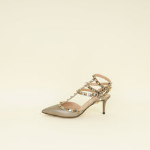 Valentino Metallic Bronze Rockstud Caged Ankle Strap Pumps 37.5