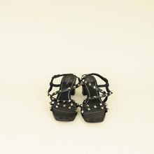 Valentino Black Rockstud Criss Cross Block Heeled Sandals 37.5