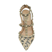 Valentino Bicolor Rockstud Leopard Print Calf Hair Caged Pump 37.5