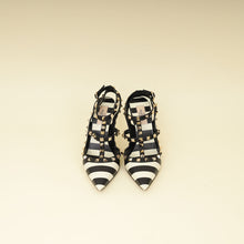 Valentino Bicolor Striped Rockstud Caged Pumps 37.5