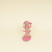Valentino Pink CC Rockstud Ankle Strap Caged Sandal 37