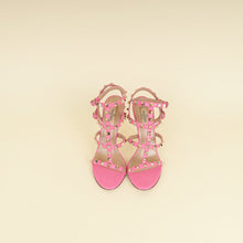 Valentino Pink CC Rockstud Ankle Strap Caged Sandal 37