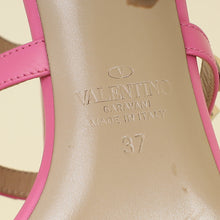 Valentino Pink CC Rockstud Ankle Strap Caged Sandal 37