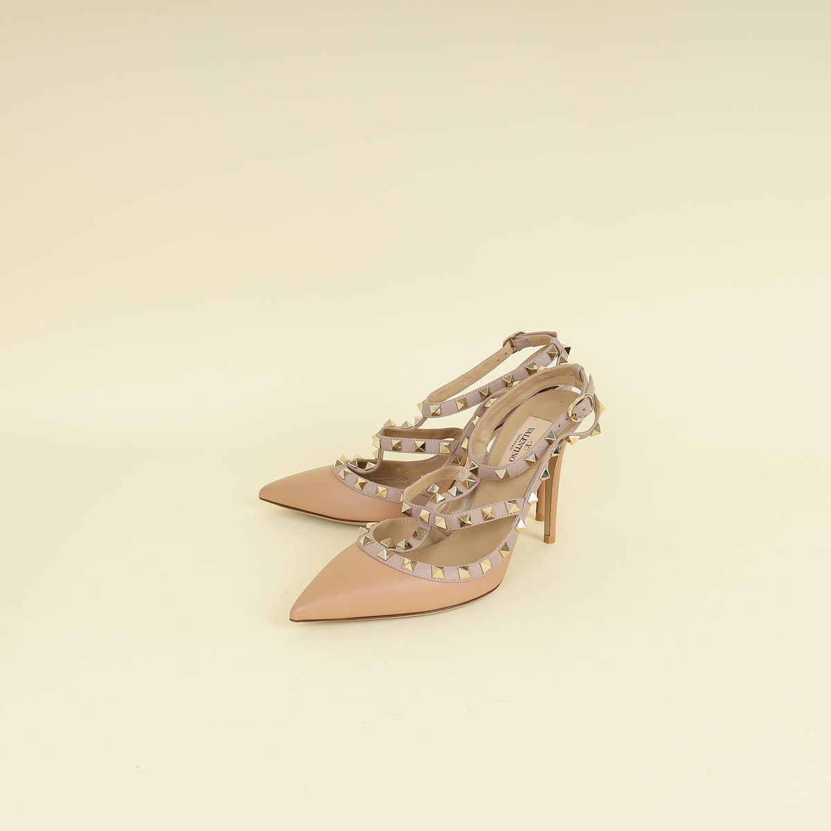 Valentino Nude Rockstud Caged Ankle Strap Pump 38.5