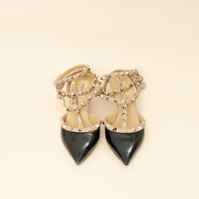 Valentino Black Rockstud Caged Ankle Strap Slingback Pump 38