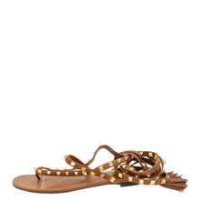 Valentino Selleria Rockstud Flair Ankle Wrap Flat Sandals 38