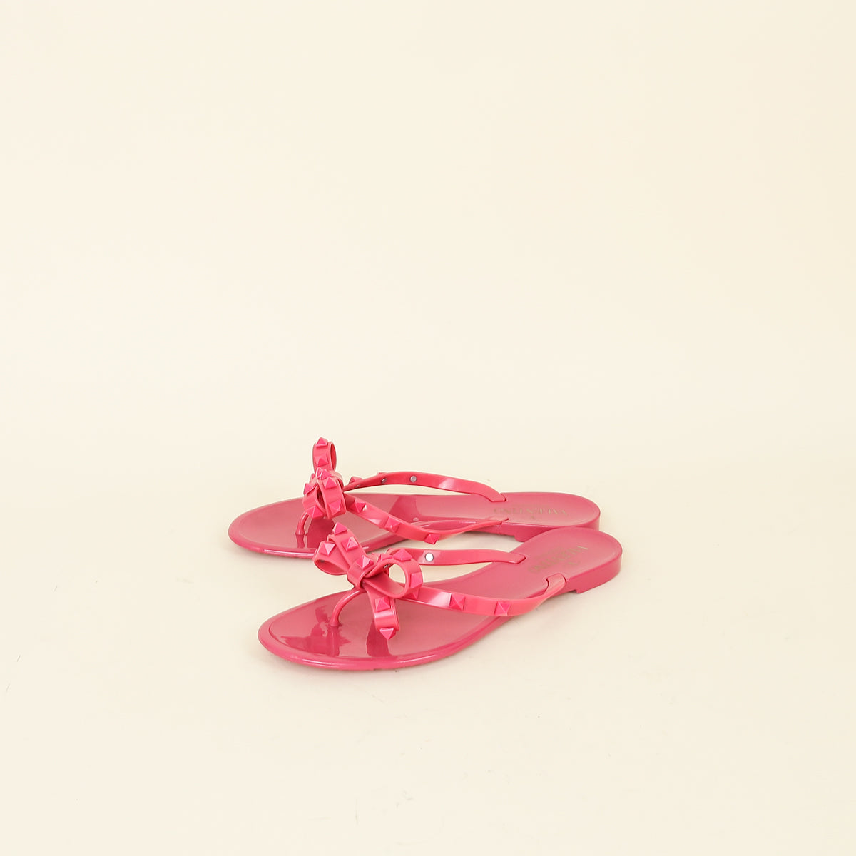 Valentino Pink Rockstud Bow Slippers 38