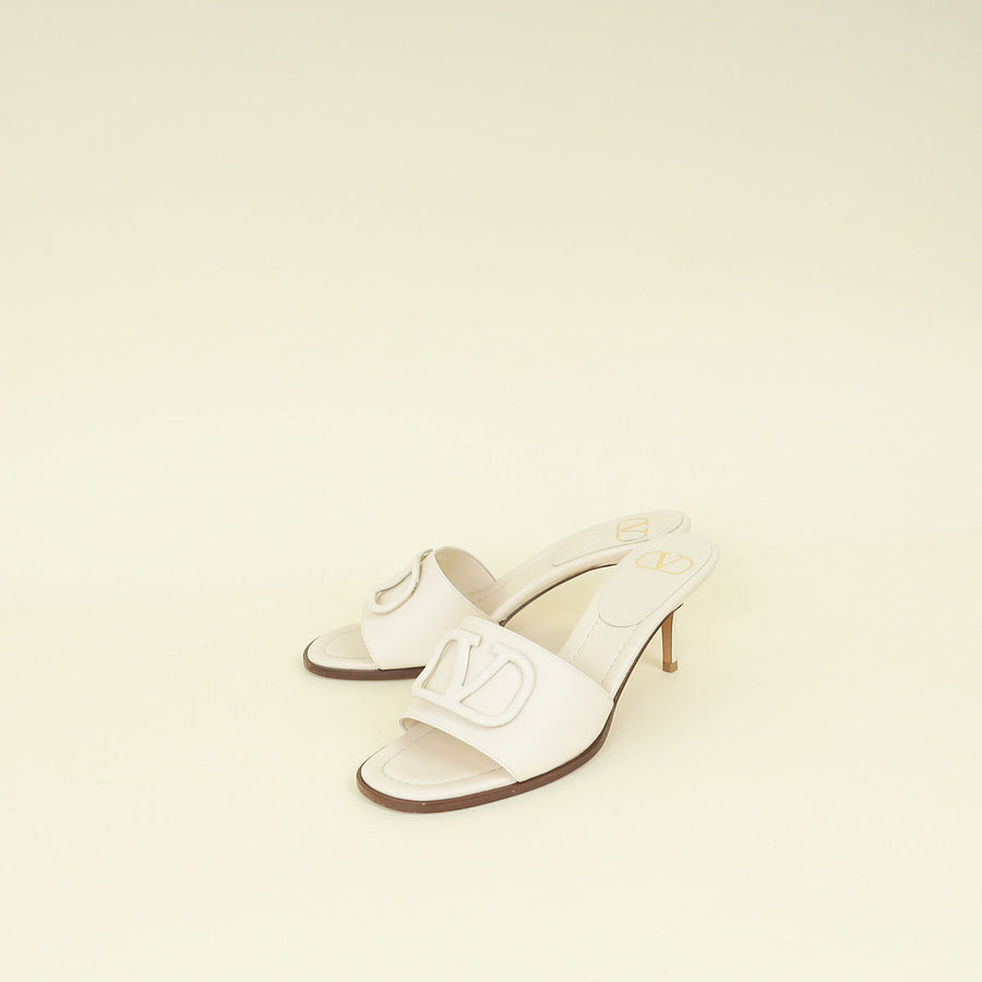 Valentino Cream VLogo Slides Mules 38