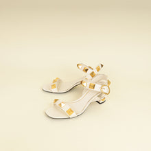 Valentino Light Ivory Roman Stud Ankle Strap 60mm Sandals 39