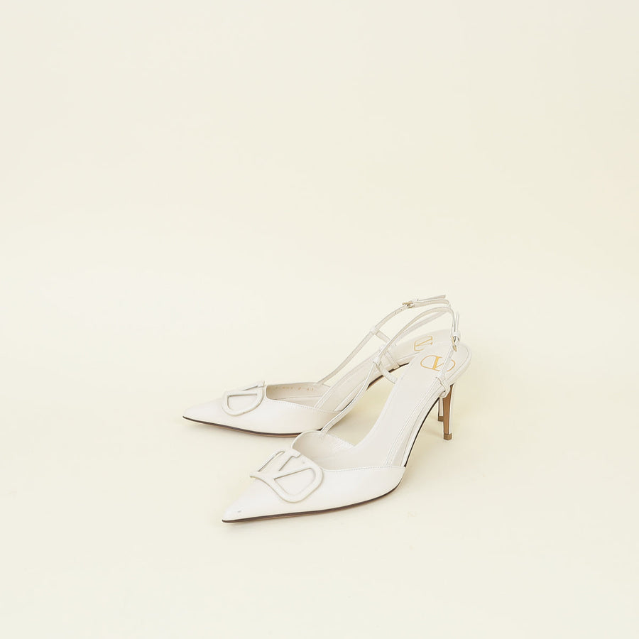 Valentino Ivory VLogo Slingback Pumps 41