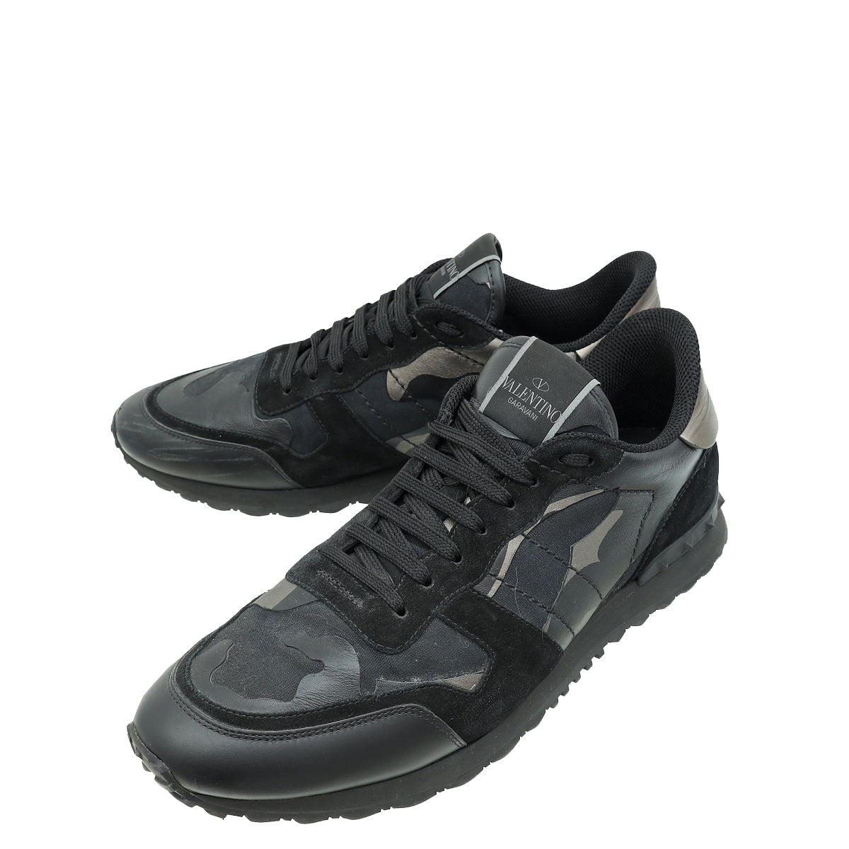 Valentino Black Camouflage Rockrunner Sneakers 45