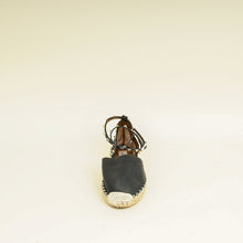 Valentino Black Rockstud Ankle Strap Flat Espadrille 35