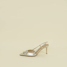 Valentino Metallic Gold Vlogo Crystal Slingback Pump 37.5