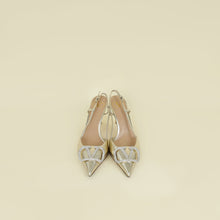 Valentino Metallic Gold Vlogo Crystal Slingback Pump 37.5