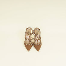 Valentino Brown Rockstud Caged Ankle Strap Pumps 37.5
