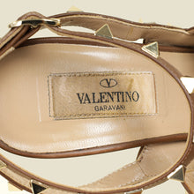 Valentino Brown Rockstud Caged Ankle Strap Pumps 37.5