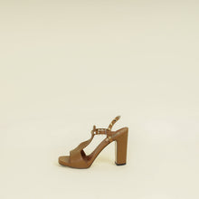 Valentino Brown T Strap Rockstud Block Sandals 37.5