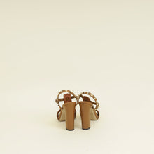 Valentino Brown T Strap Rockstud Block Sandals 37.5