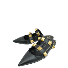 Valentino Black Roman Stud Flat Mules 37
