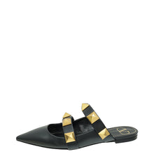 Valentino Black Roman Stud Flat Mules 37