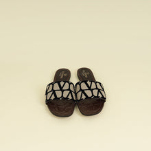 Valentino Tricolor Toile Iconographe Flat Slide Sandals 37