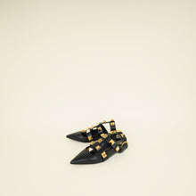 Valentino Black Roman Studs Ankle Strap Flat Sandals 38.5