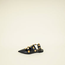 Valentino Black Roman Studs Ankle Strap Flat Sandals 38.5