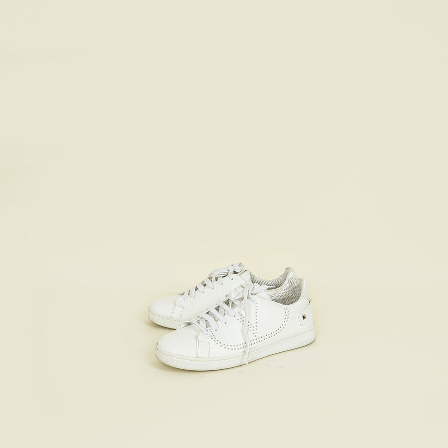 Valentino White Perforated V Logo Sneakers 38