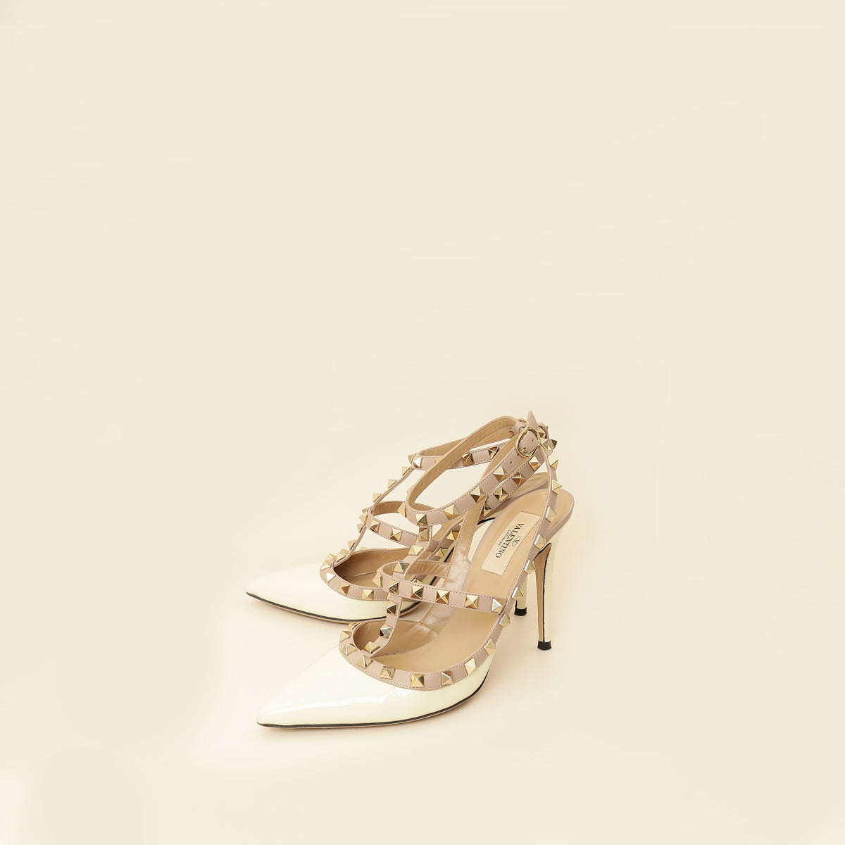 Valentino White Rockstud Caged 100mm Pump 38
