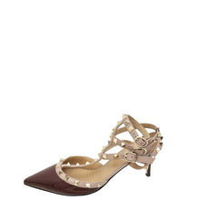 Valentino Burgundy Rockstud Caged Pump 38