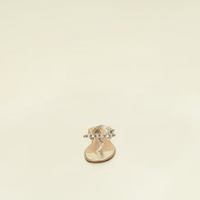 Valentino Metallic Champaigne Rockstud Thong Ankle Strap Flat 39.5