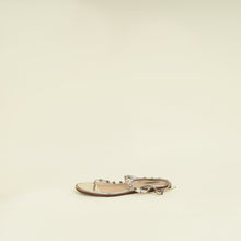 Valentino Metallic Champaigne Rockstud Thong Ankle Strap Flat 39.5