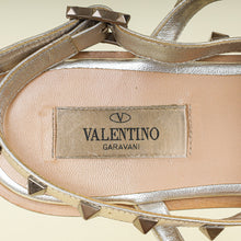 Valentino Metallic Champaigne Rockstud Thong Ankle Strap Flat 39.5