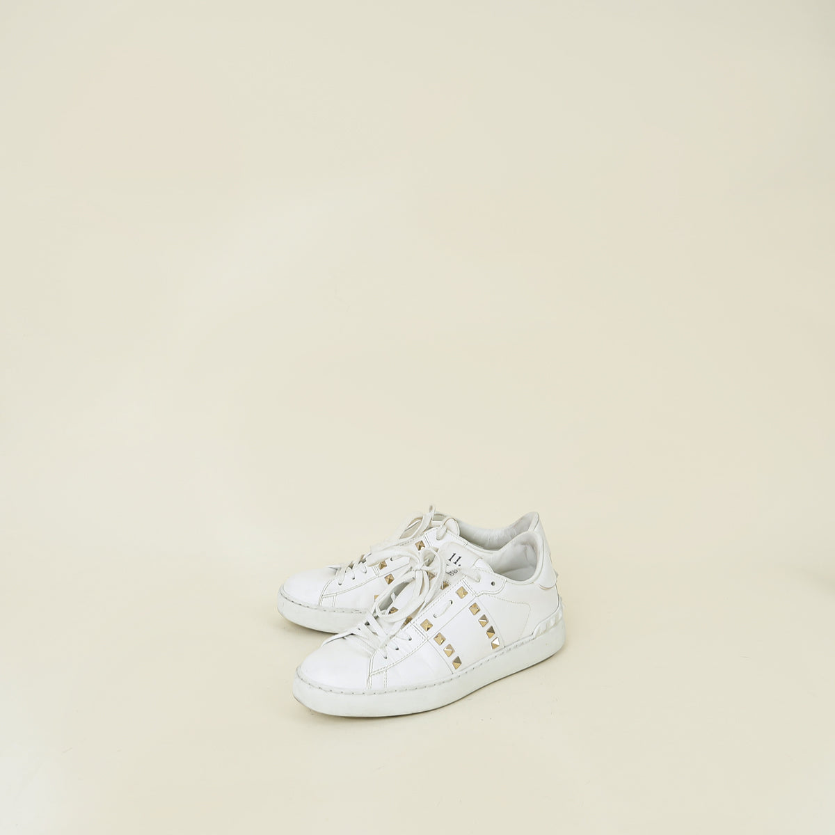 Valentino White Open Rockstud Sneakers 39