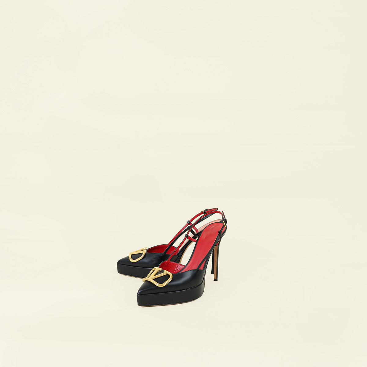 Valentino Black Vlogo Platform Slingback Pump 39