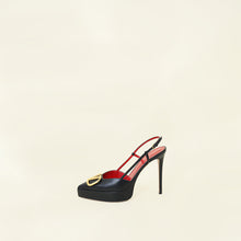Valentino Black Vlogo Platform Slingback Pump 39