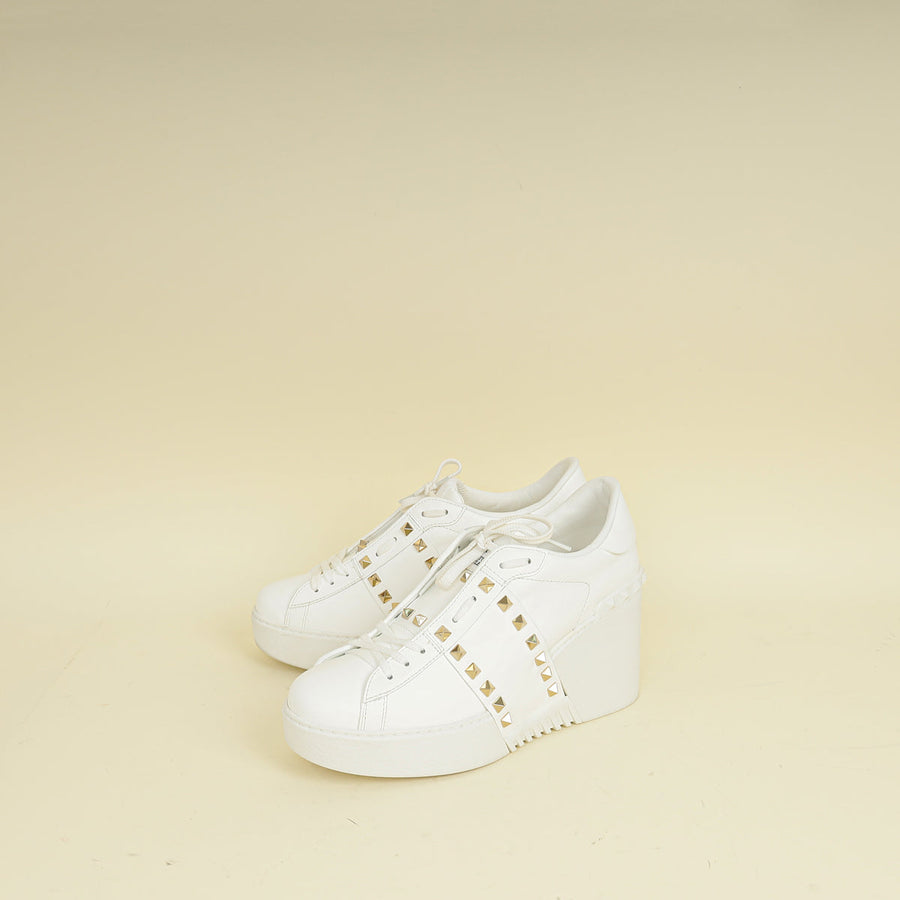 Valentino White Open Flatform Rockstud Untitled Sneaker 40.5