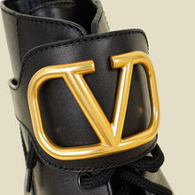 Valentino Black VLogo Combat Boots 40