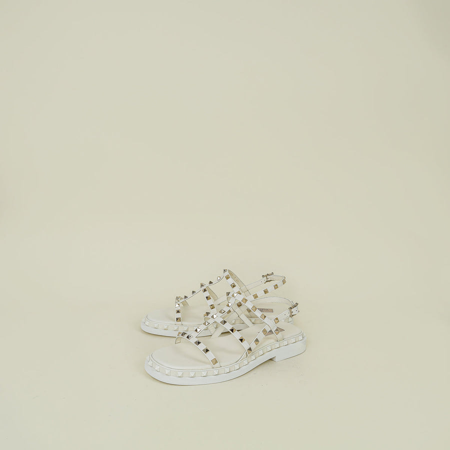 Valentino Latte Rockstud Slides Sandal 40