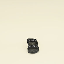 Valentino Black VLTN Logo Band Velcro Flat Sandals 41