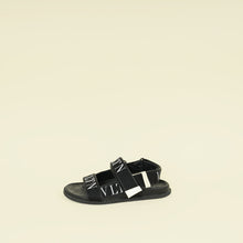 Valentino Black VLTN Logo Band Velcro Flat Sandals 41