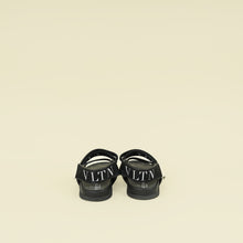 Valentino Black VLTN Logo Band Velcro Flat Sandals 41