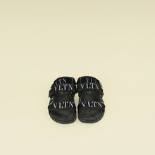 Valentino Black VLTN Logo Band Velcro Flat Sandals 41