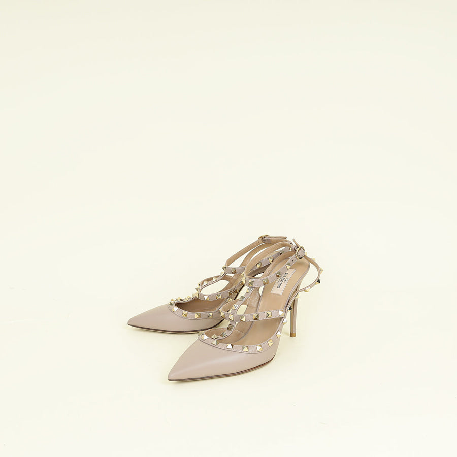 Valentino Poudre Rockstud Caged Ankle Strap 100 Pumps 42