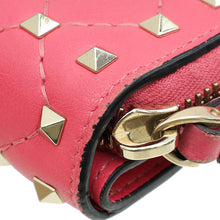 Valentino Pink Spike Rockstud Compact Zip Wallet