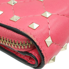 Valentino Pink Spike Rockstud Compact Zip Wallet