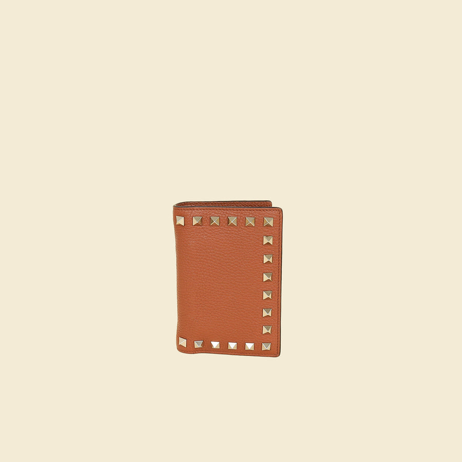 Valentino Brown Rockstud Leather Wallet