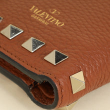 Valentino Brown Rockstud Leather Wallet