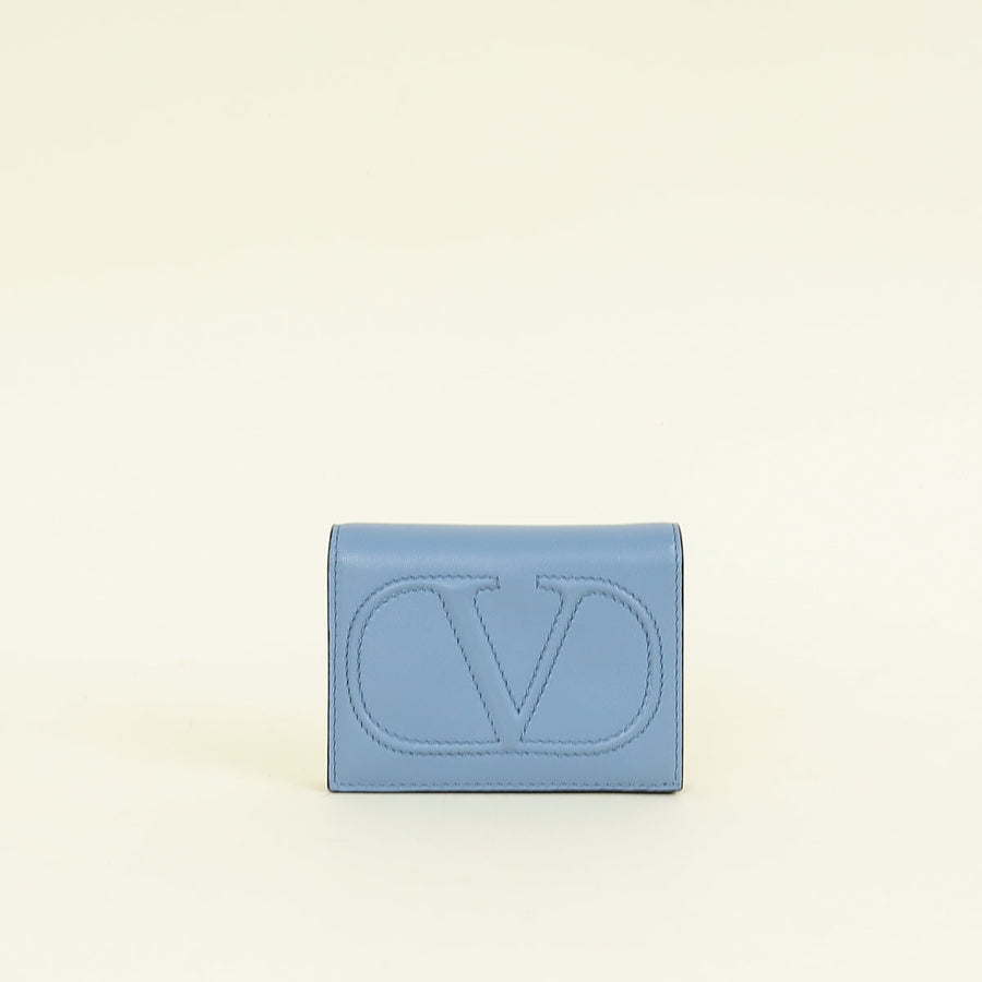 Valentino Blue VLogo Card Wallet